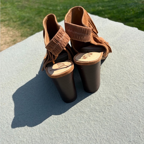 Sam Edelman Elaine Fringe Leather Heels Size 9 Boho Western Sandals - Picture 4 of 6